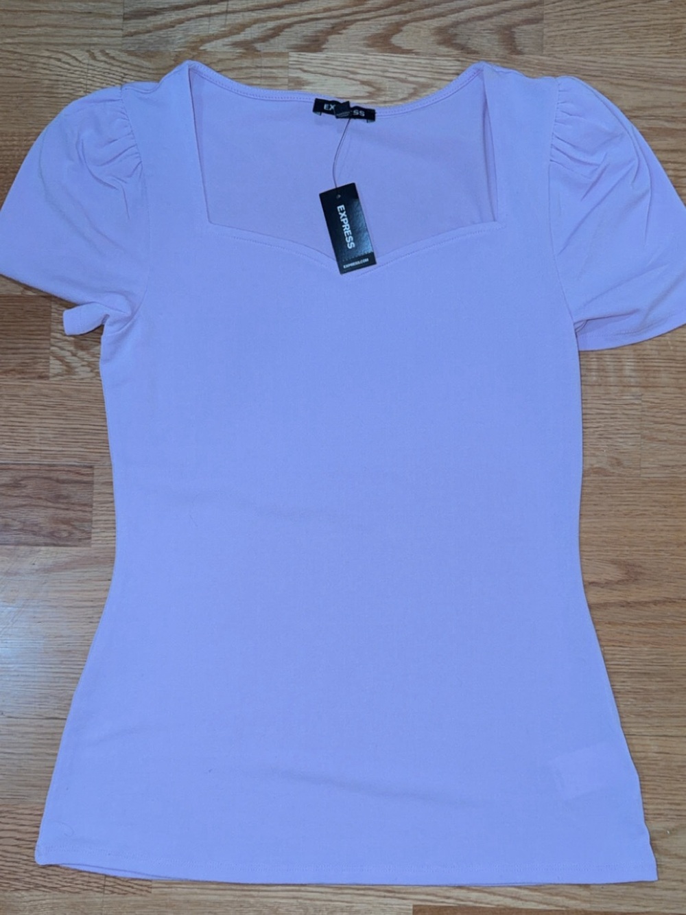 Express Women's Lilac Square Neck Puff Sleeve Top